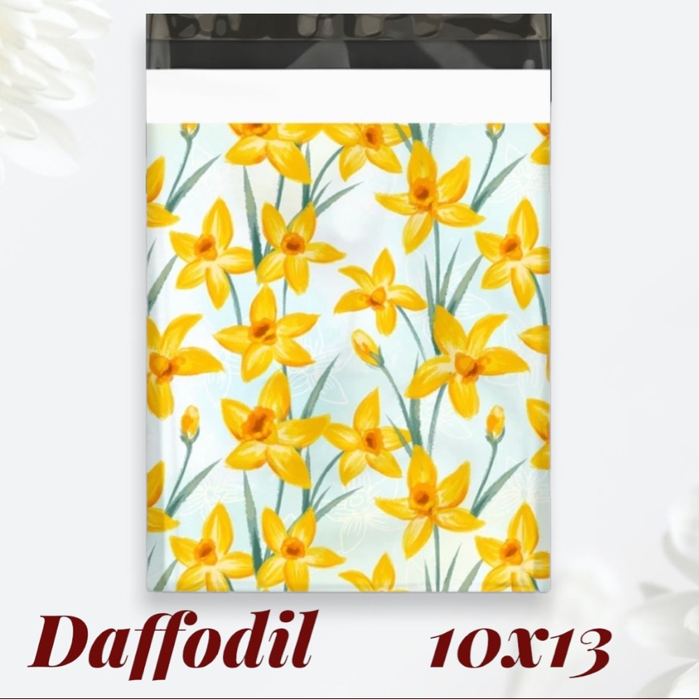 ((( Last 1 ))). 25 10X13 Yellow Daffodils Poly Mailers Shipping CLEARANCE - Picture 3 of 6